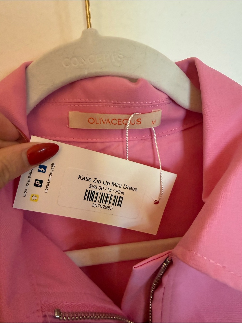 Olivaceous Bubblegum Pink Fit-and-Flare Zip Front Mini Dress - Picture 2 of 2
